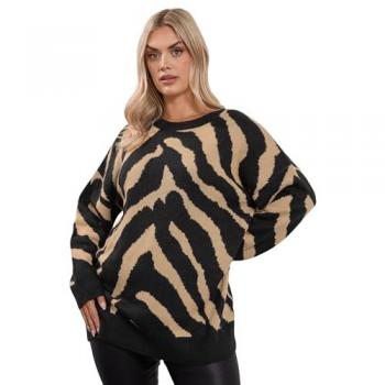 Pull noir à imprimé zèbre