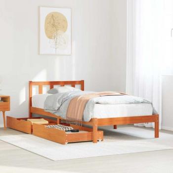 Lit Cadre 100x200cm en Pin Massif Cire Marron