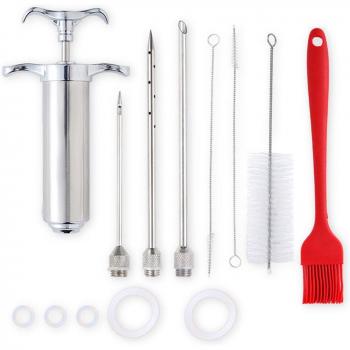 Farcisseur Gourmet 5-en-1 – Kit Marinade et BBQ Acier