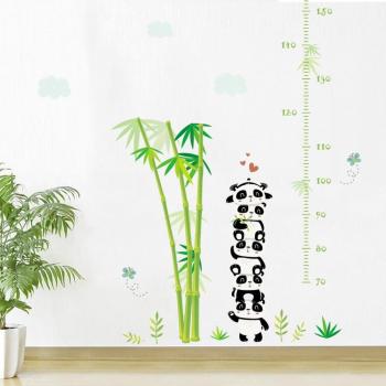 Cute Panda Bamboo Height Measurement Wall Art