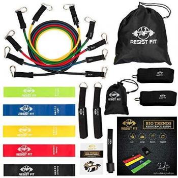 ResistFit Portable 10‑Level Resistance Band Kit with Carry Bag