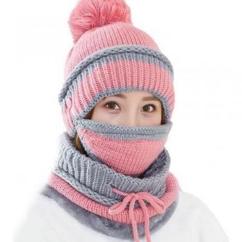 3-Piece Warm Winter Accessories Set for Women: Beanie, Scarf, and Face Mask