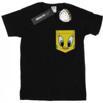 Looney Tunes Womens Tweety Pie Face Faux Pocket Cotton Boyfriend T-Shirt
