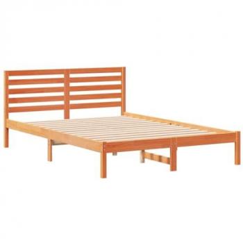 Lit plateforme Marron Cire 140 x 220 cm en Pin