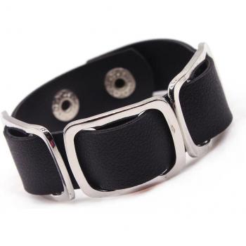 Pulsera trenzada de cuero con abalorios, brazalete de 3 capas para mujer, plateado