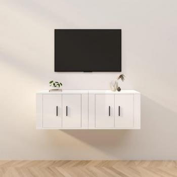 VidaXL Hochglanz-Weiß TV-Wandschränke 2er Set 57x34,5x40 cm