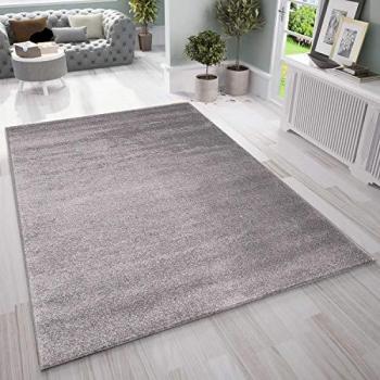 VIMODA Schlafzimmer Teppich Kurzflor – Einfarbig, seidig glänzend in Grau/Anthrazit (120 × 170 cm)