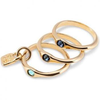 UNOde50 Silver-Plated Triple Blue Crystal Ring – 15