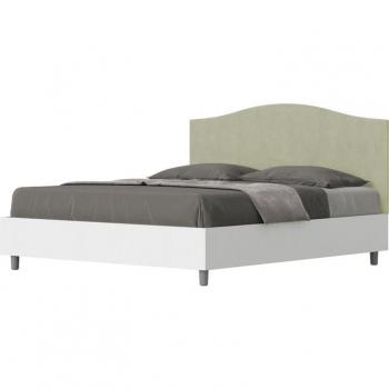 Lettone Contenitore Matrimoniale Ityhome 160x200, Testata in Microfibra Colore Tè Verde su Struttura Bianco Frassino