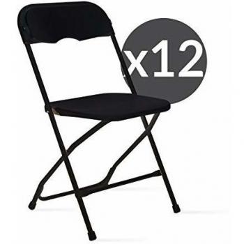 Conjunto de 12 sillas plegables negras para eventos y jardín