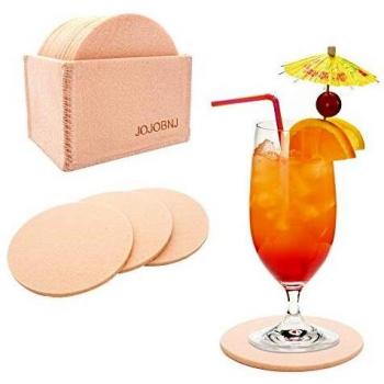 Jojobnj Filzuntersetzer 12er Set, rund, Dunkelgrau, für Gläser und Tassen