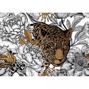 Papermoon Fototapete »Leopard und Blumenpracht«