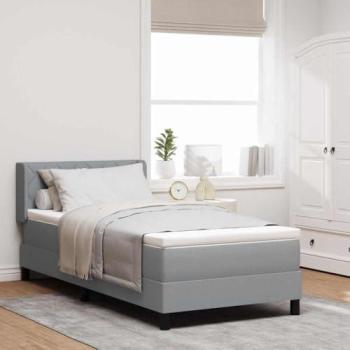 Lit Boxspring avec Matelas Polyester Gris Clair 100x200 cm
