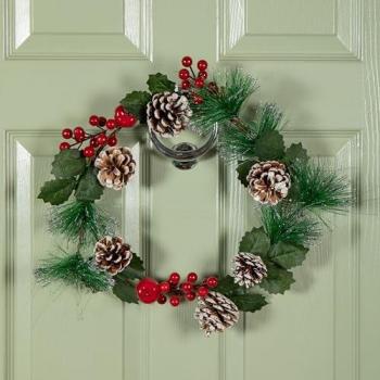 Samuel Alexander Frosted Pinecone & Scarlet Berries 45cm Wreath