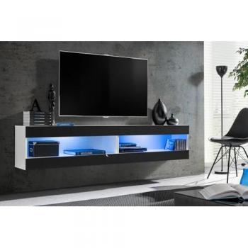 Komodee Set Tivoli 4 – Design Blanc et Noir – 200 cm L × 41 cm H × 35 cm P – LED Bleu