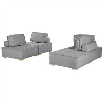 Set Divano Modulare 4 Posti in Poliestere Grigio 300 x 200 cm Tibro