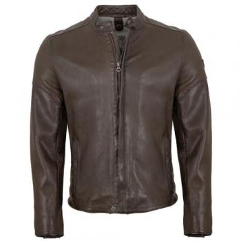 Lederjacke Solvic mit Stehkragen – Dunkelbraun Lammnappa