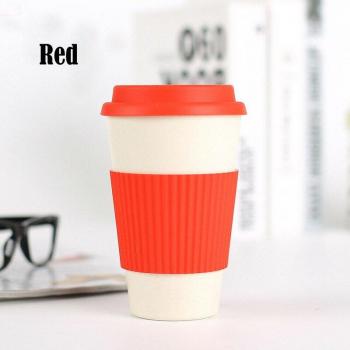 Taza Reutilizable de Fibra de Bambú Verde con Tapa de Silicona 400 ml