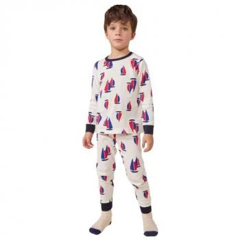 Pyjama en coton Petit Bateau enfants bateau imprimé, couleur blanche