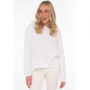 Zwillingsherz Hoodie „Moin“ mit High‑Neck – Damen L/XL – weiß