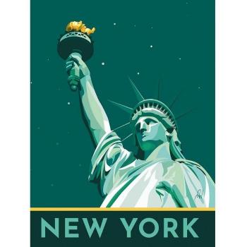 Georgina Westley New York Statue of Liberty Canvasafdruk met Lijst 40cm x Blauw
