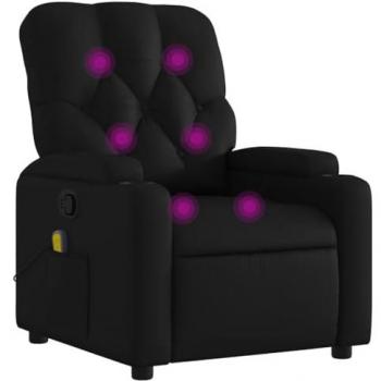 Black Plywood & Metal Massage Recliner – vidaXL