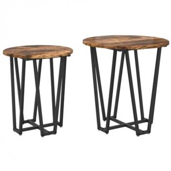 Engineered Wood & Metal Smoky Oak Side Table Pair – VidaXL 2 Pack