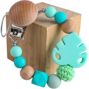 Buche Holz Teether mit Schnullerclip