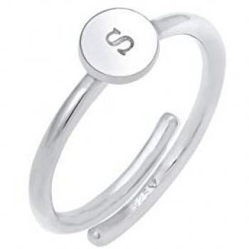 Elli Fingerring »Ring Verstellbar Initiale Kreis 925 Sterling Silber«
