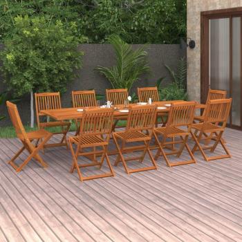 VidaXL Table et chaises de jardin 11 pcs 280x90x75 cm en bois d'acacia