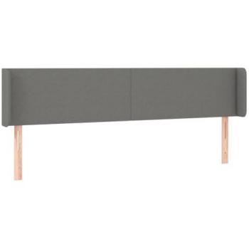Cabecero Tapizado con Orejas Gris Oscuro 203x16x78/88 cm en Tela