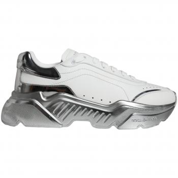 D&G White Silver Classic Low‑Top Shoe – Size 9 US