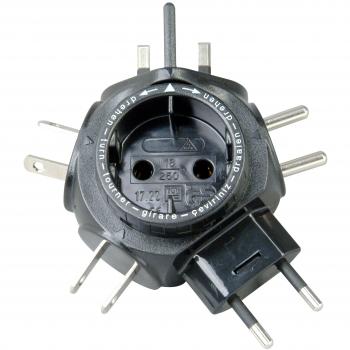Schwarzer PK-Reisestecker-Adapter 16 A / 250 V