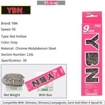 YBN 10/11/12 Speed Bike Chain 116 Links