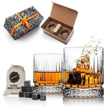 2 Pcs Whisky Rocks and Whiskey Tumbler Set