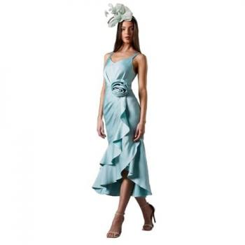 Coast Women's Small Corsage Crepe Ruffle Dress – Sage (8)