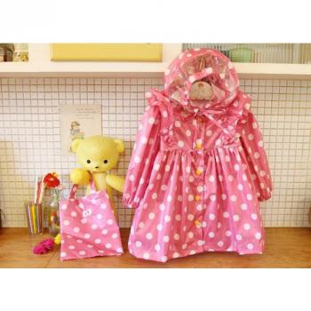 90-130cm Waterproof Polka Dot Raincoat for Girls