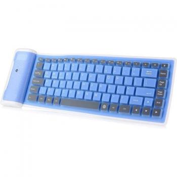 87-Key Waterproof Wireless Bluetooth Keyboard Roll-Up Silicone for Phones and Tablets