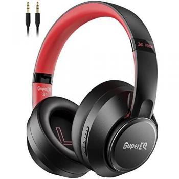 SuperEQ S1 casque bluetooth sans fil à réduction de bruit active hybride, 95 % de bruit ambiant réduit, Hi‑Res Audio, mode transparence, autonomie 45 h, ANC hybride, noir
