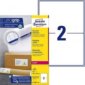 Avery L7168-100 Rectangle Sticker Labels, Self-Adhesive, 200 pcs, White
