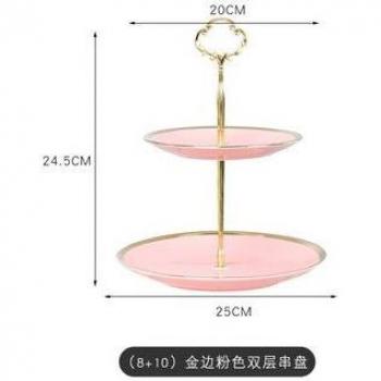 Nordic 3-Tier Snack Plate with Golden Edge