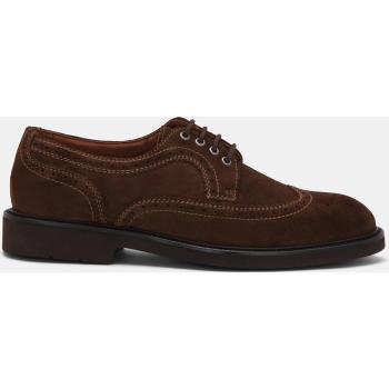 Zapato de cordones Lottusse ante marrón con patrón de picos