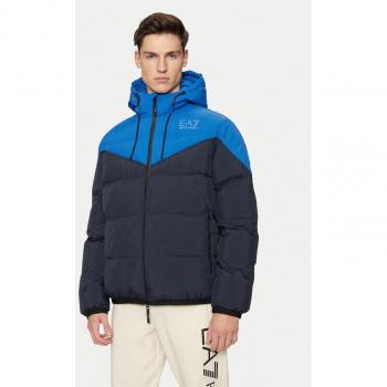 Veste performance EA7, couleur noir-bleu, taille M, capuche intégrée