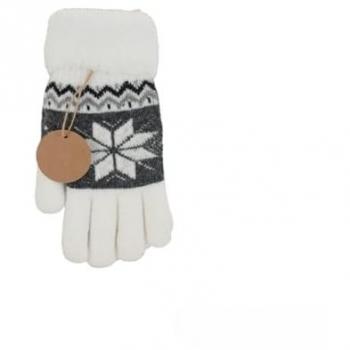 Winter Damenhandschuhe » Fingerhandschuhe mit Schneeflocken | Gefütterte Teddy Winterhandschuhe | Flauschig & warm
