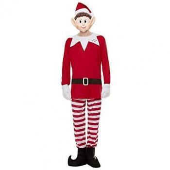 Disfraz de Elfo Navideño para hombre, rojo y blanco, talla L