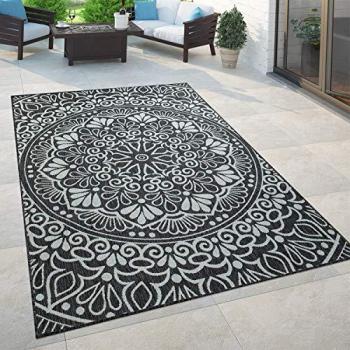 Tapis Extérieur et Intérieur Motif Oriental Noir 80x150 cm