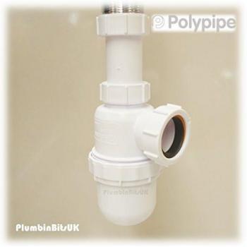 White Adjustable Bottle Trap for 32mm Pipes, Polypipe WPT47