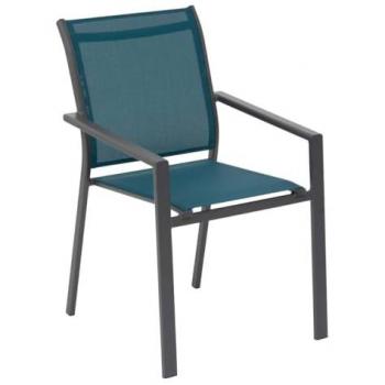 Sillón Essentia apilable azul pato y grafito de aluminio