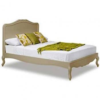 Juliette Champagne 6ft King Bed, Wood‑Headed Shabby Chic Design