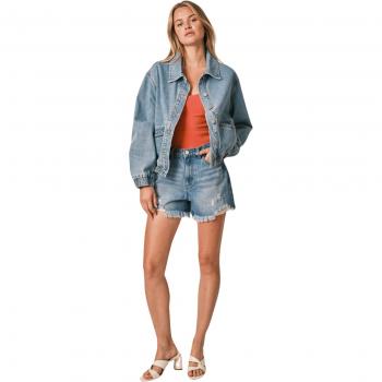 Veste en jean bleu oversize à manches ballon femme F.A.M. Paris Vicky